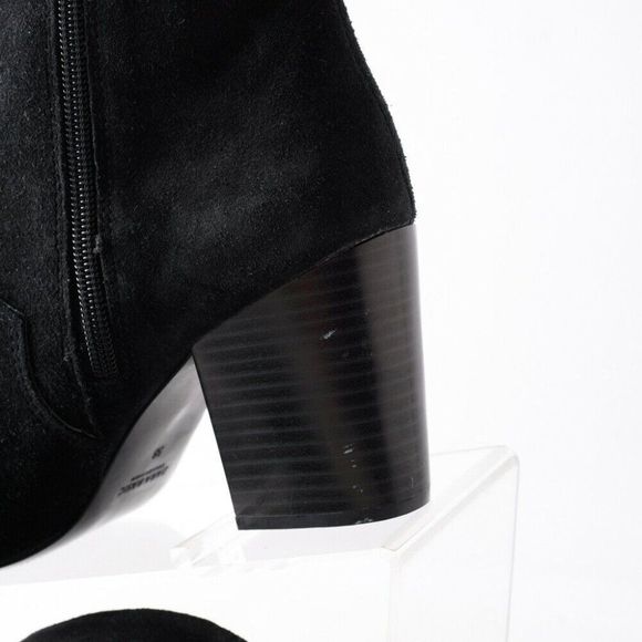 Zara Womens Black Leather Cowboy Ankle Boots 7.5 - Picture 8 of 10